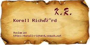 Korell Richárd névjegykártya